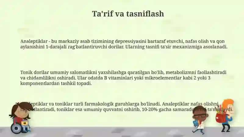 Analeptiklar va umumiy tonusni oshiruvchi dorivostlar farmakologiyasi 3