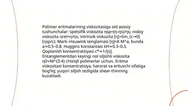 Polimer eritmalarining xossalari 3