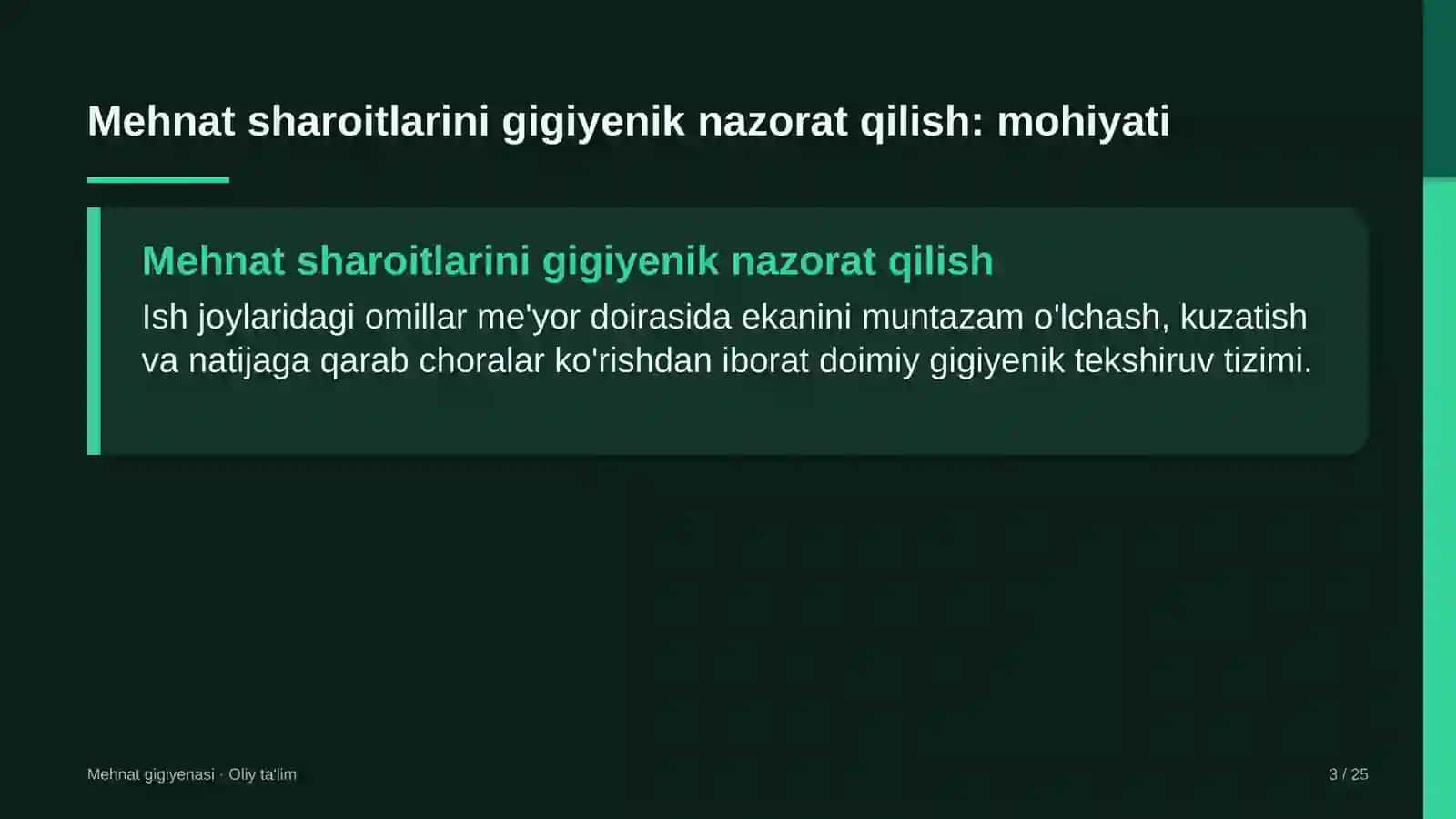 Mehmat gigiyenasi · Oliy ta'lim 3
