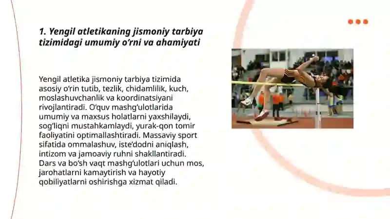 Yengil atletikaning jismoniy tarbiya tizimidagi oʻrni va ahamiyati 3