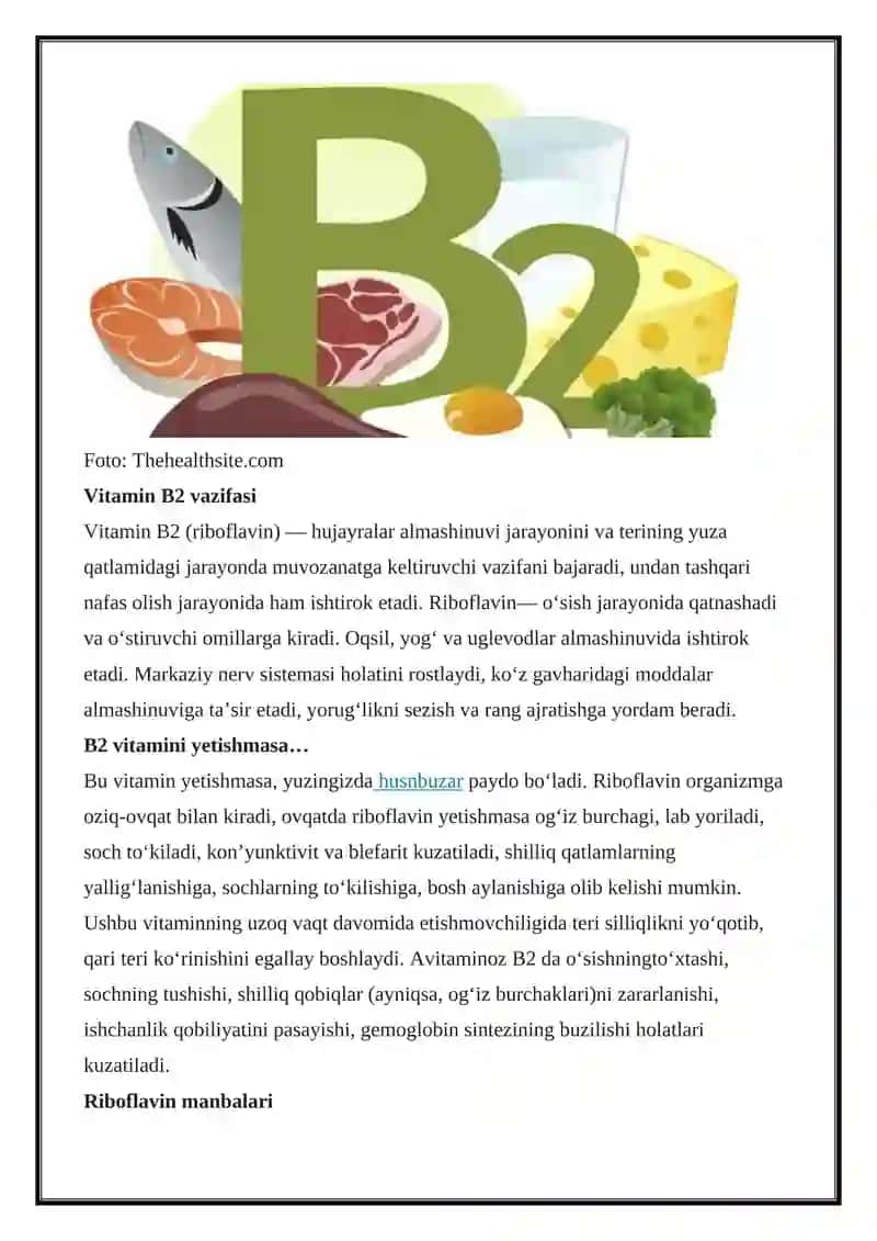 Vitaminlar haqida batafsil ma’lumot 3