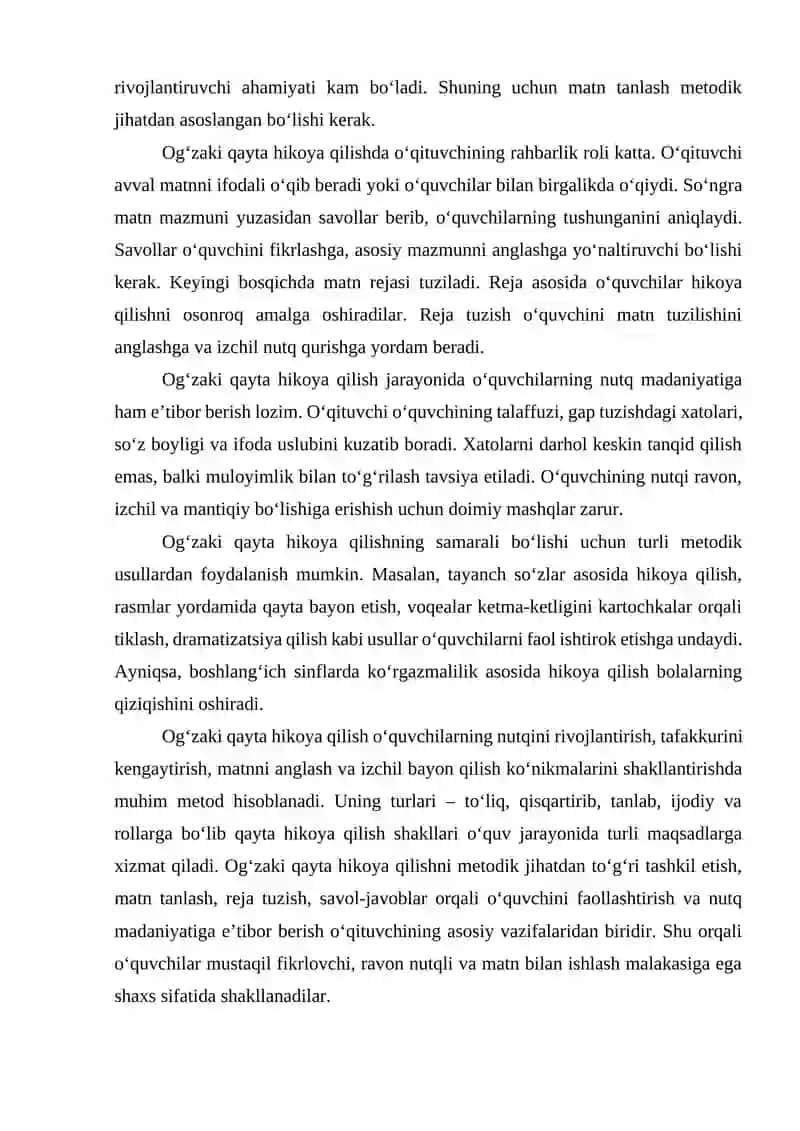 Og‘zaki qayta hikoya qilish va yozma insho 3
