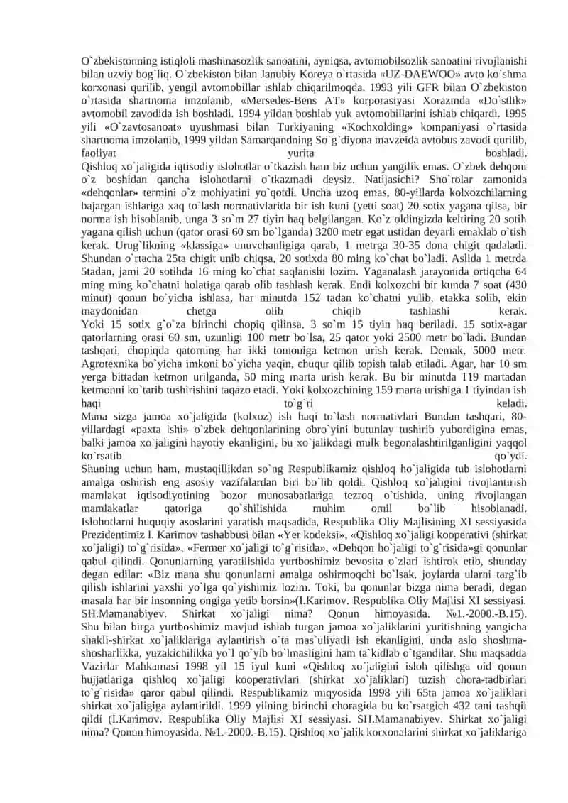 O‘zbekistonda iqtisodiy isloxotlarning amalga oshirilishi 3