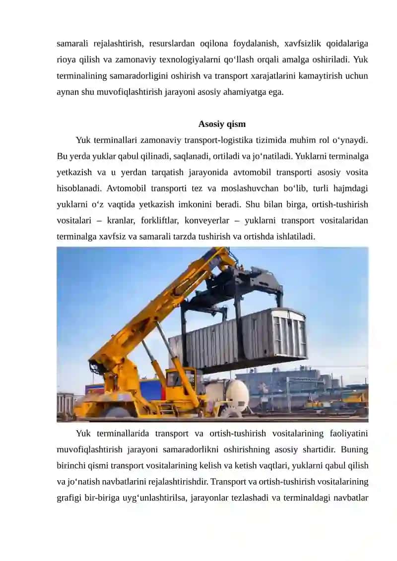 Yuk Terminali va Avtomobil Transporti Muvofiqlashtirish 3