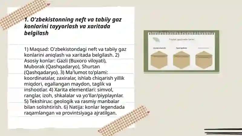 O'zbekistonning foydali qazilmalari haqida malumotlar tayyorlash va haritadan belgilash 3