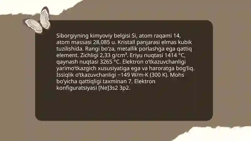 Siborgiyning kimyoviy belgisi Si 3