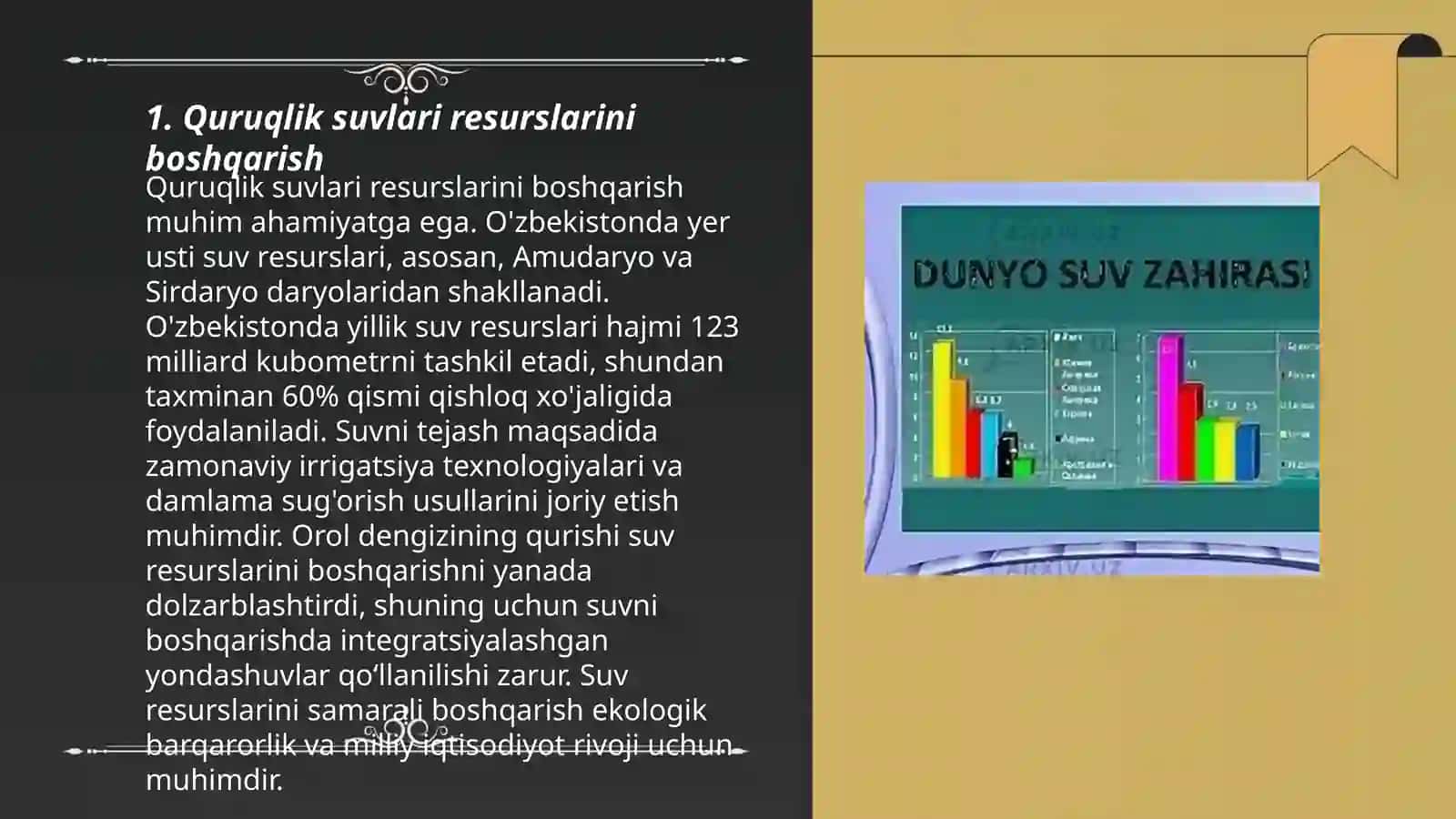 Quruqlik suvlari mudofasi suv iste'molchilari va samarali foydalanish mexanizmlari 3
