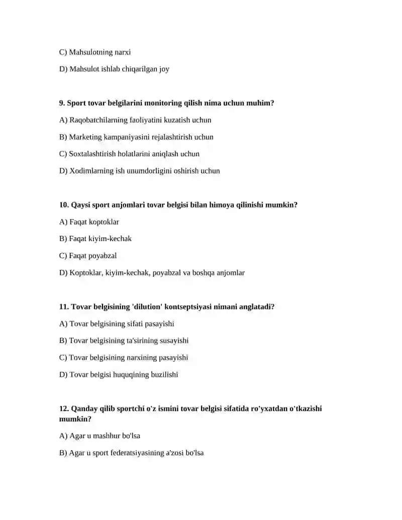 Sport sanoatida tovar belgisi 3
