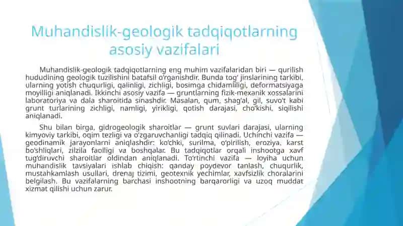 Muhandislik geologiyasi fanining maqsadi va vazifalari 3