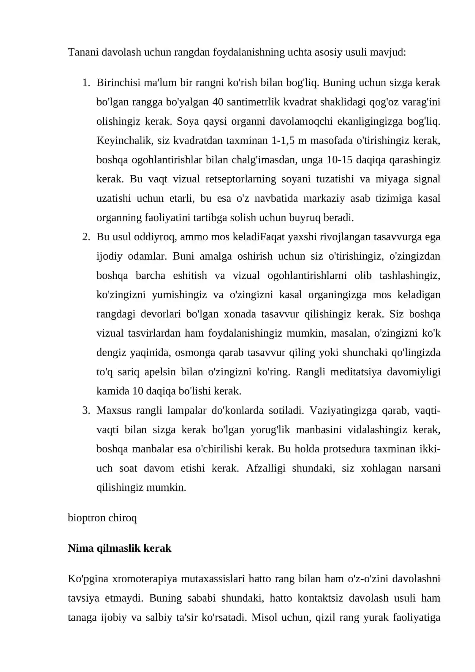 YORUG`LIK BILAN DAVOLASH. XROMOTERAPIYA 3
