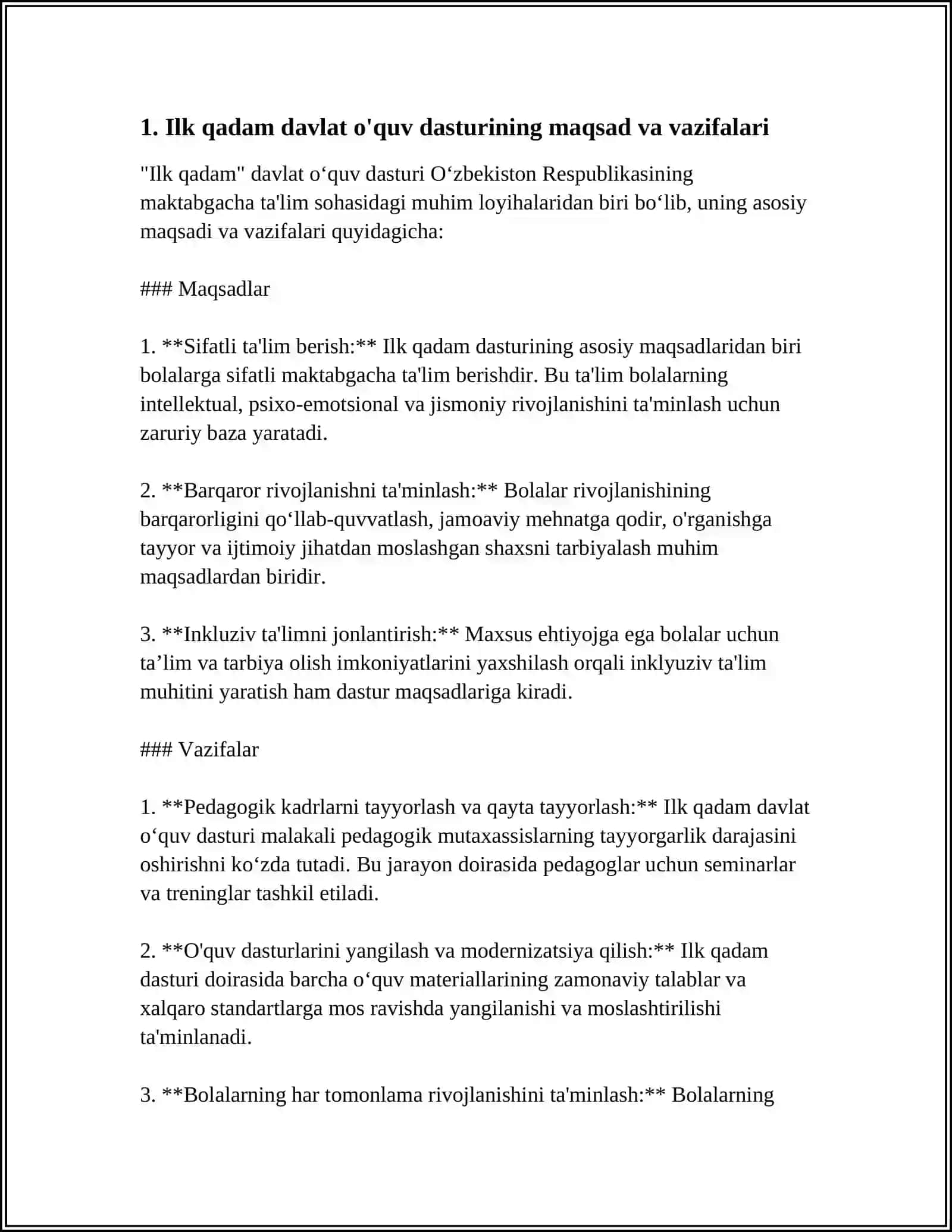 ILK QADAM DAVLAT OʻQUV DASTURINING TAʼLIM TARBIYAVIY AHAMIYATI 3