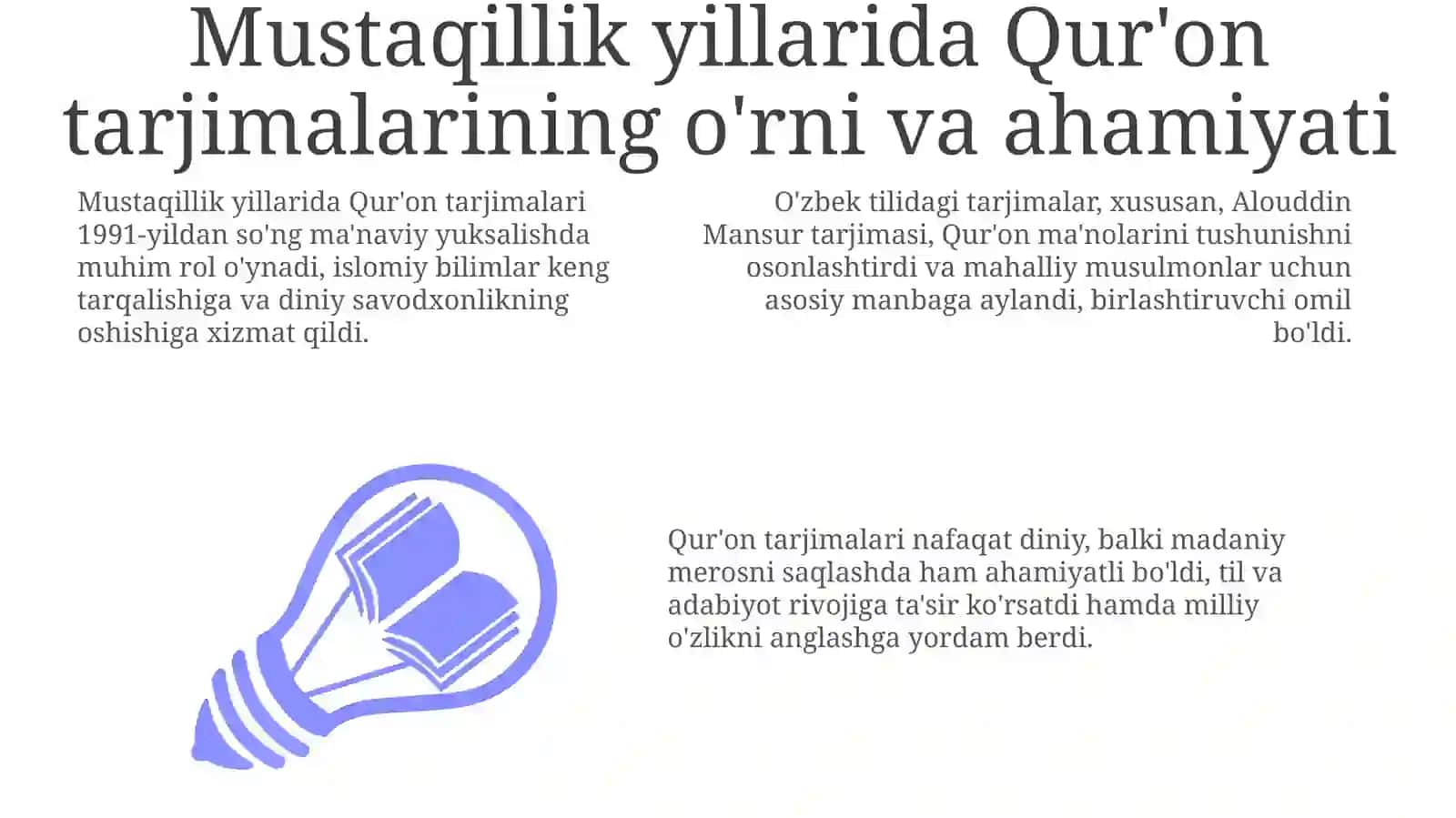 Mustaqillik yillarida Qur'onning o'zbek tiliga tarjima qilinishi va tafsirlari 3