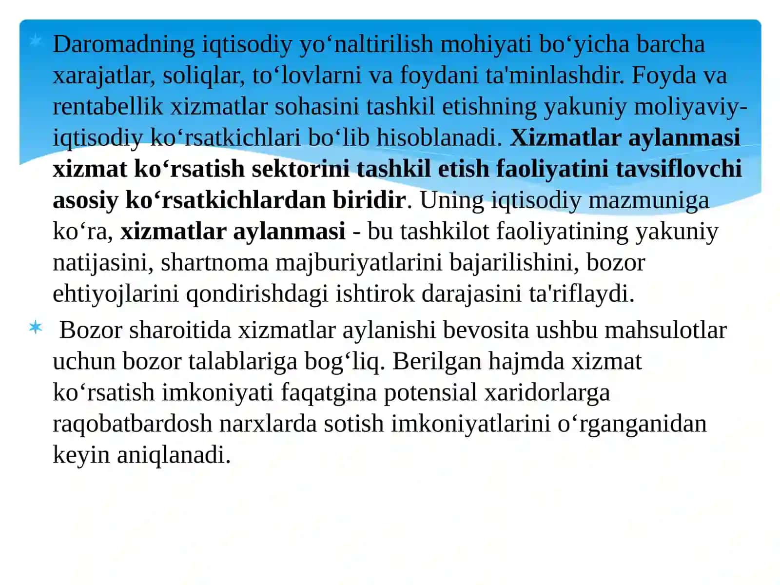 XIZMAT KOʻRSATISh SOHASI KORXONA VA TAShKILOTLARI FOYDA VA RYeNTABYeLLIKI 3