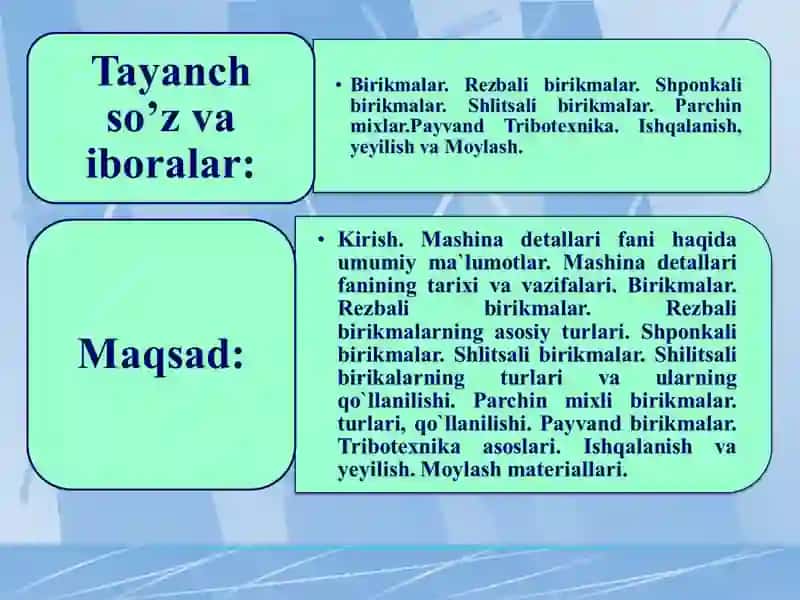 Resbali birikmalarning asosiy turlari 3