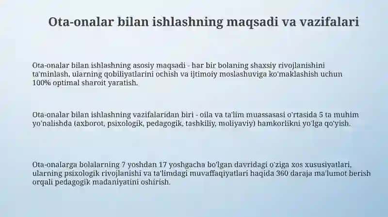 Ota-onalar bilan ishlash shakllari va usullari 3