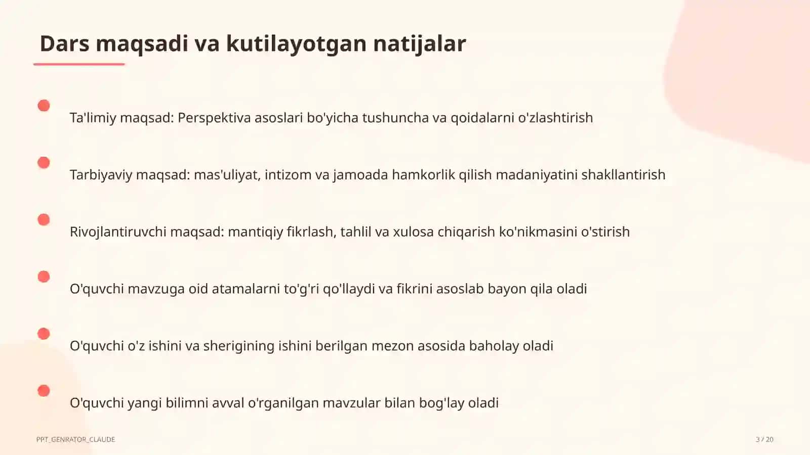 Perspektiva asoslari (5-sinf) 3