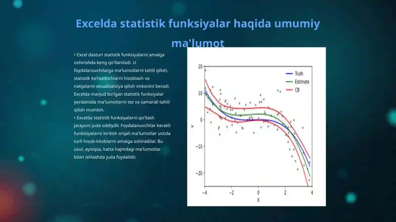 Excelda statistik funksiyalar va regressiya tahlili 3