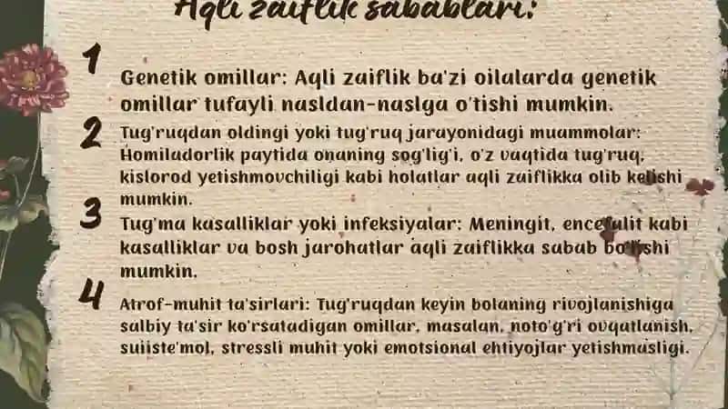 Aqli zaif bolalar haqida ma’lumot 3