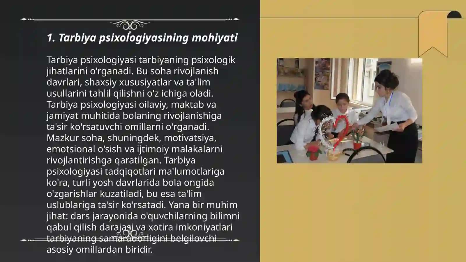 Tarbiya psixologiyasining maqsadi, vositalari va metodlari 3