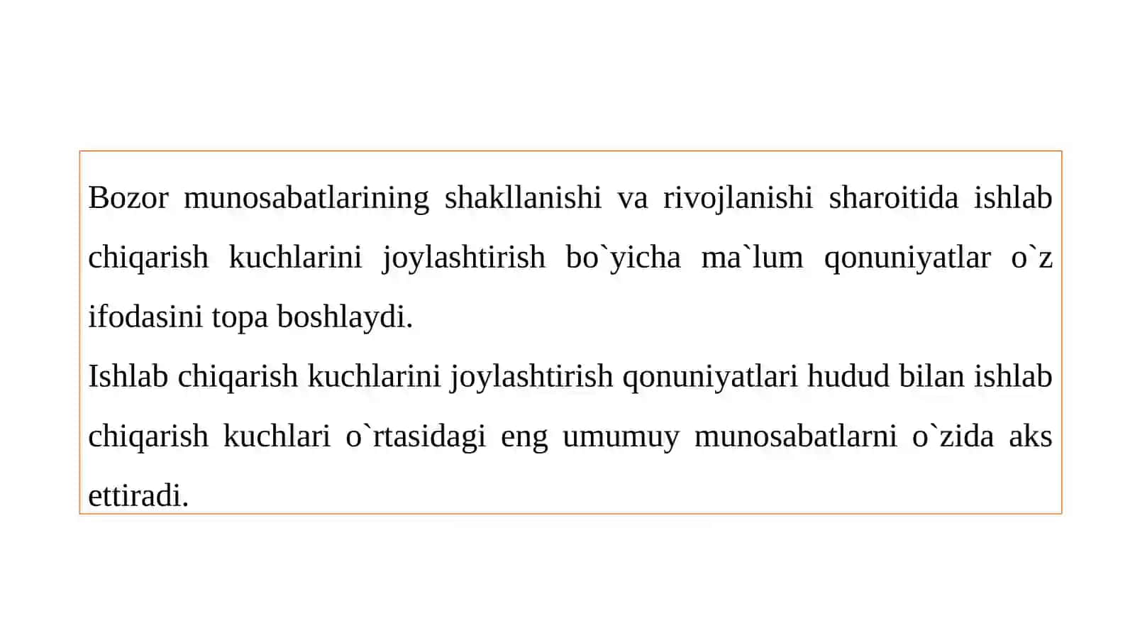 Ishlab  chiqarish  kuchlarini joylashtirish  qonuniyatlari 3