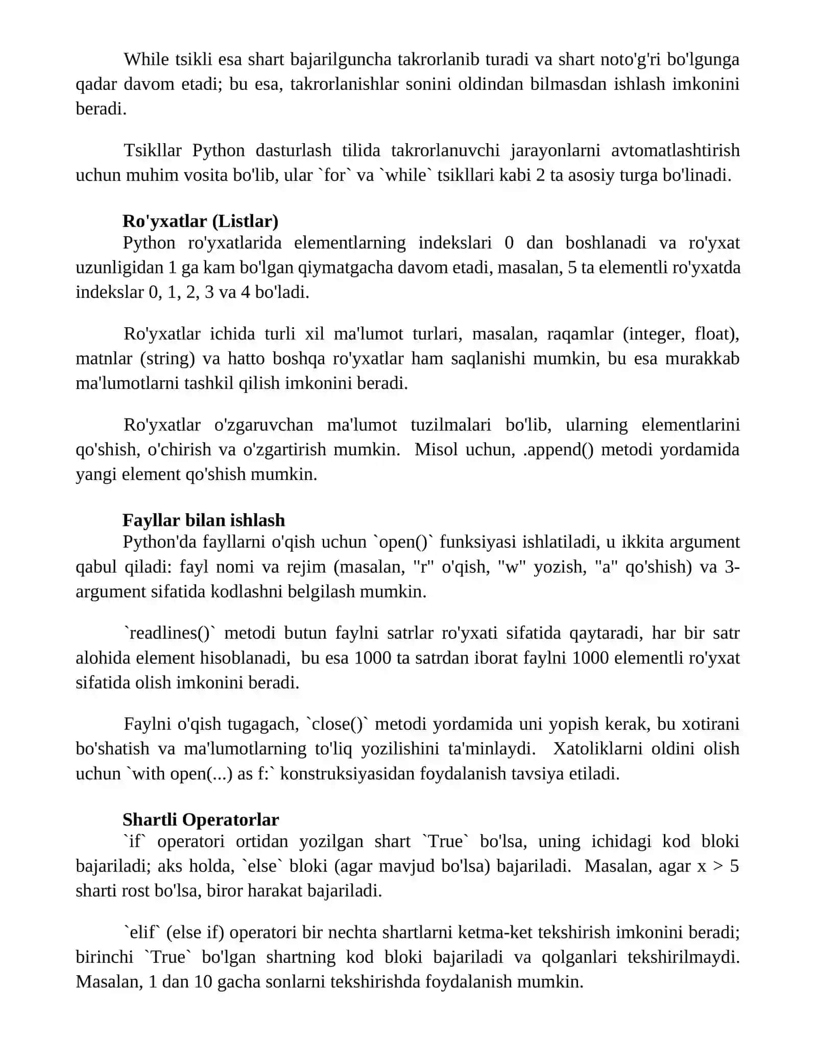 Boshlang'ich phyton mavzulari 3