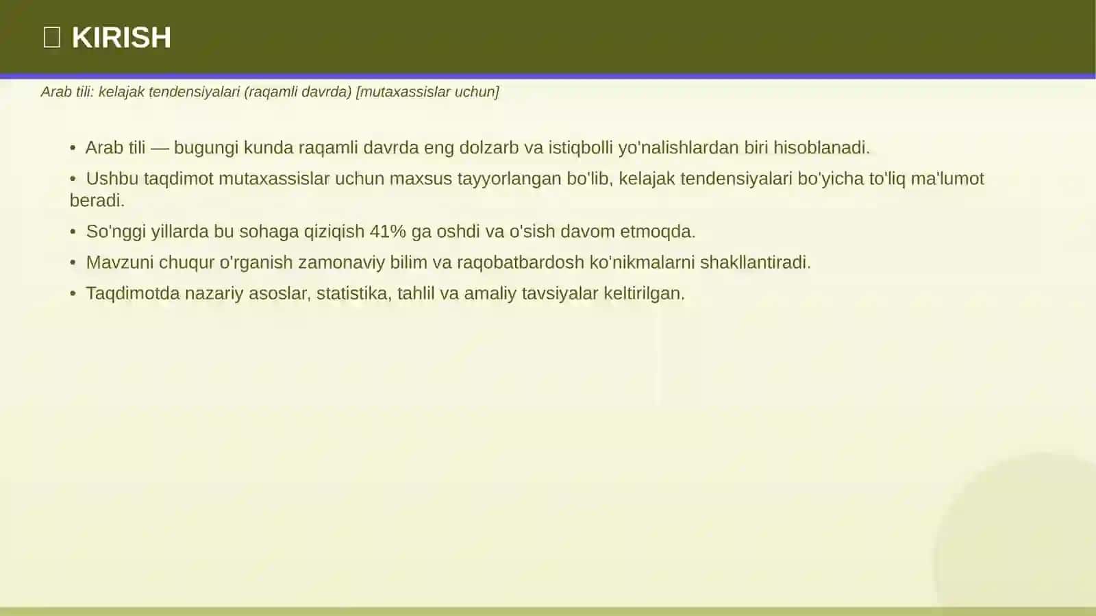 MUTAXASSISLAR UCHUN Taqdimot № 211 042 3