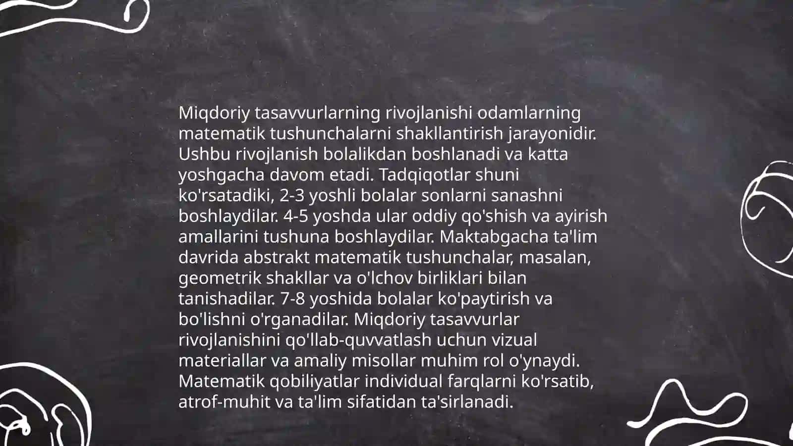 Miqdoriy tasavvurlarning rivojlanishi 3