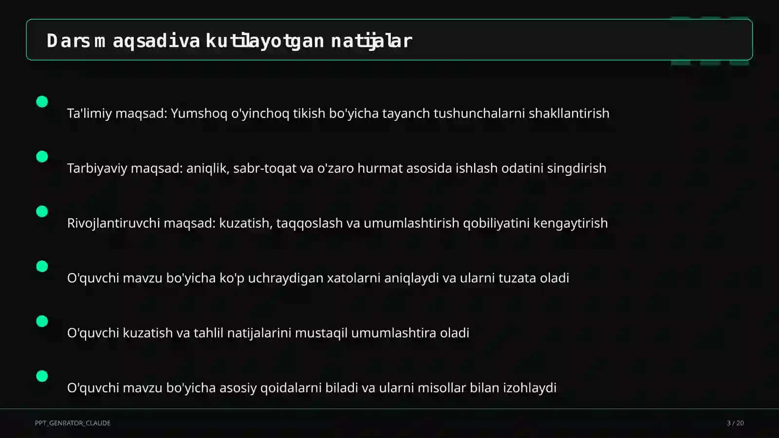 Maqsad va natijalar 3