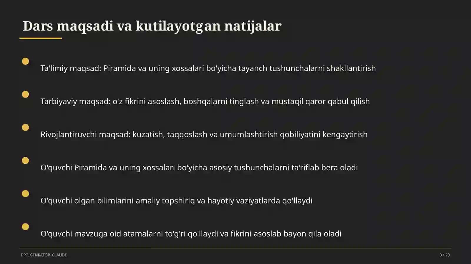 Piramida va uning xossalari (10-sinf) 3