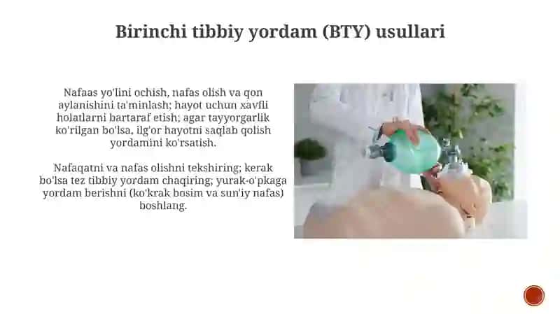 Oĝir bemorlarning parvarishi. Reanimatsion yordam asoslari 3