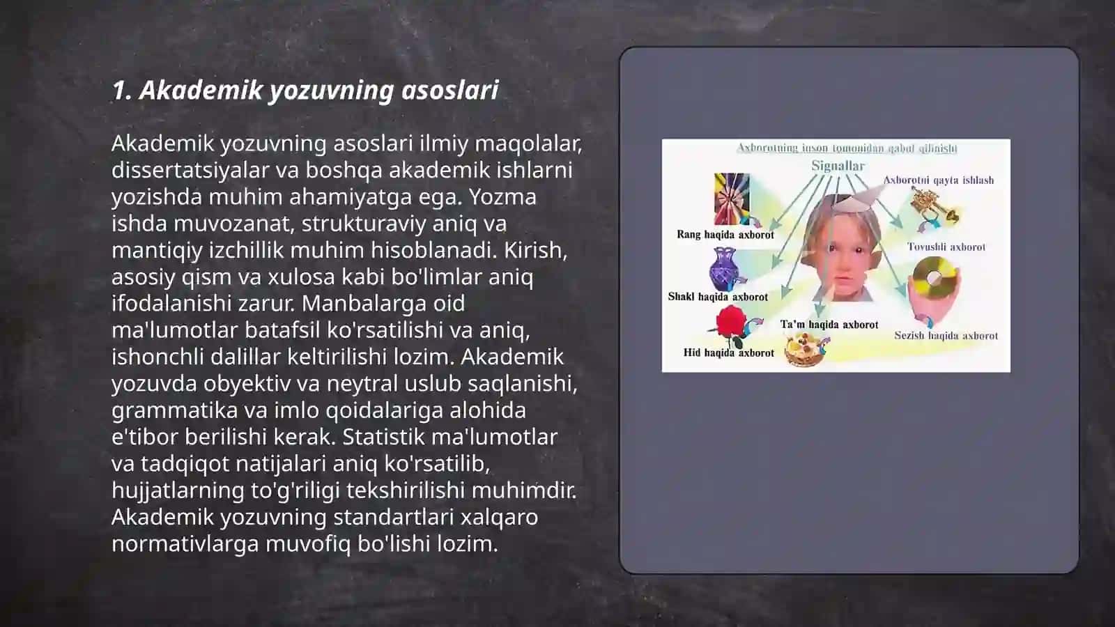 Akademik yozuv va axborot. Axborotning turlari va hususiyatlari 3