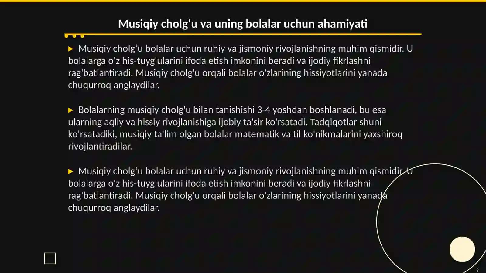 Bolalar musiqiy cholgʻularida ijroga oʼrgatish 3