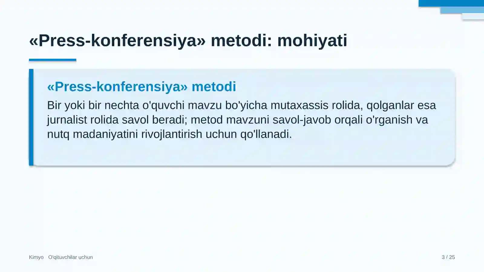 kimyo darslarida press konferensiya metodidan foydalanish 4676 3