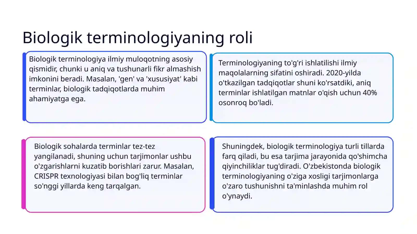 Biologiya sohalariga oid ilmiy matnlarni ketma-ket tarjima qilish 3