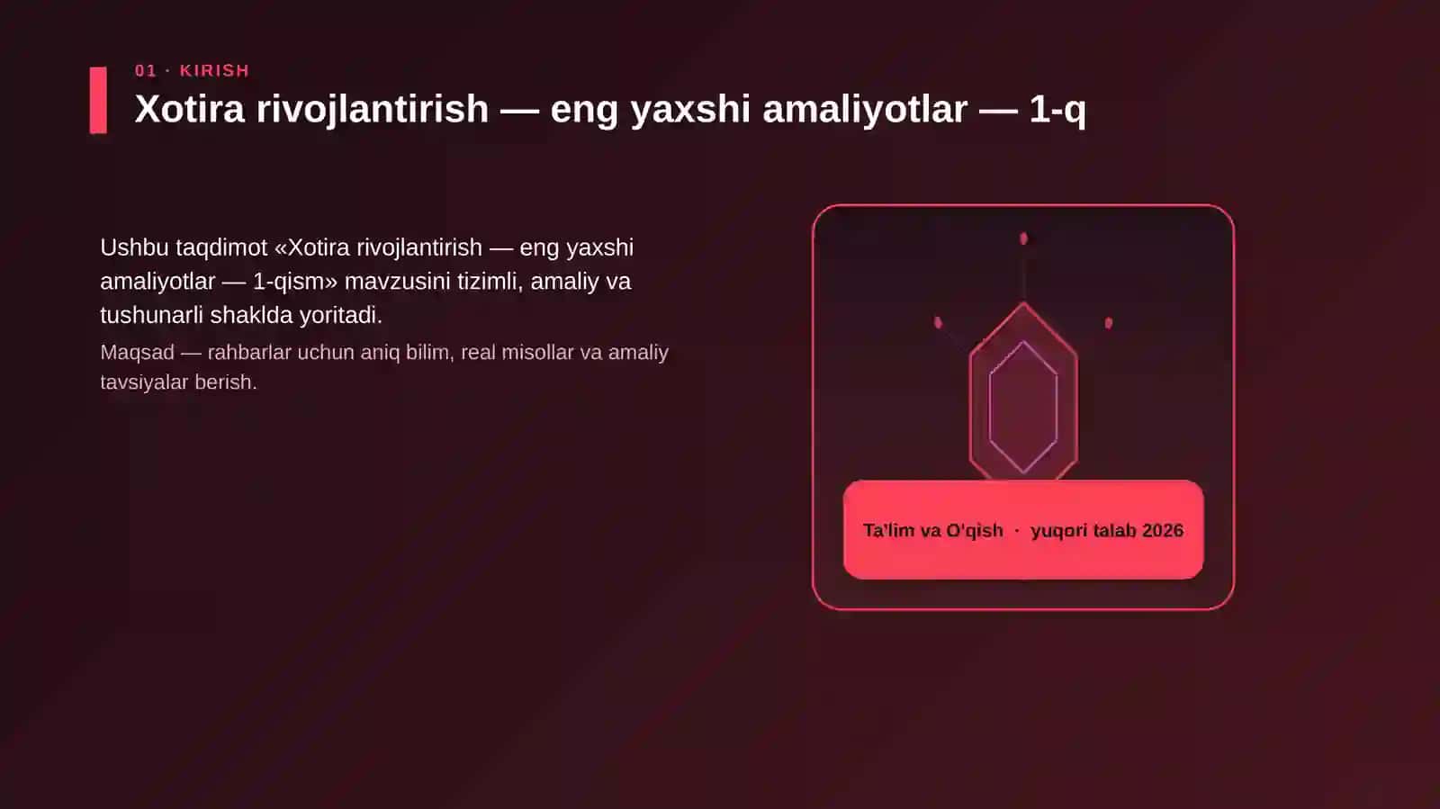 Xotira rivojlantirish — eng yaxshi amaliyotlar — 1-qism 3