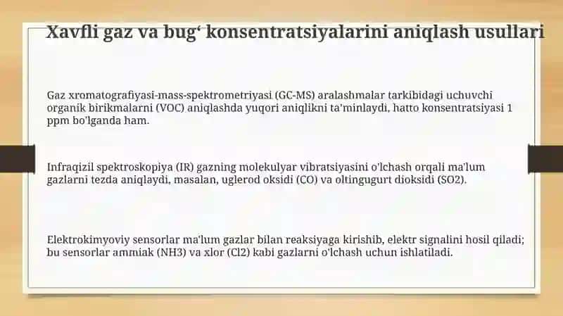 Xavfli gaz va bugʻlarni aniqlash usullari va standartlari 3