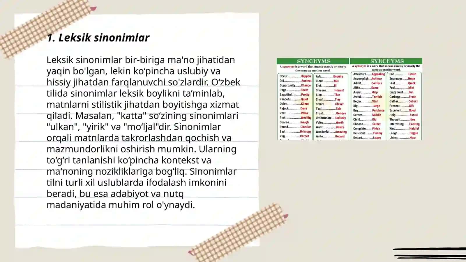 Leksik sinonimlar 3