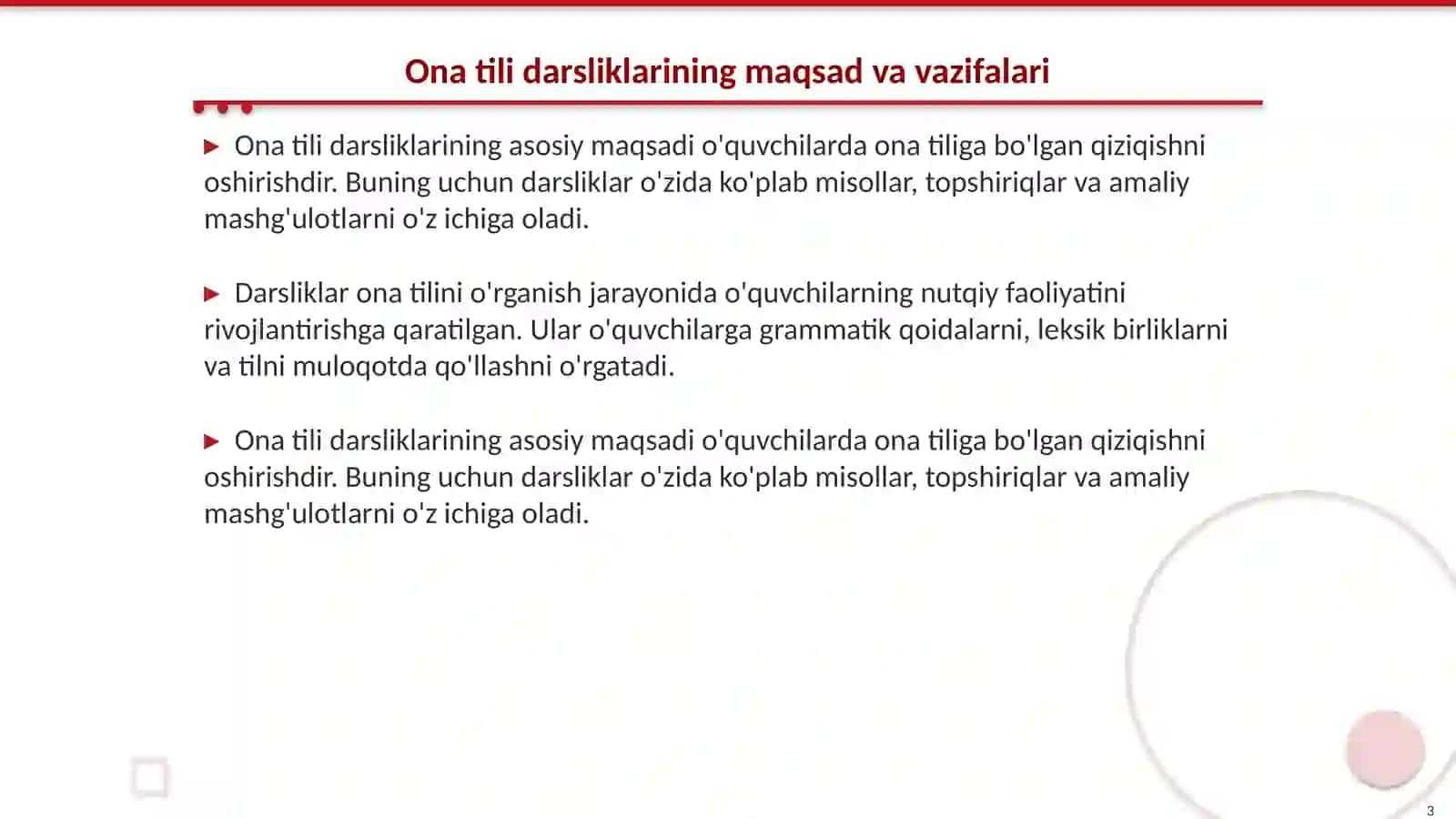 Ona tili darsliklarining tarkibi va mazmuni 3