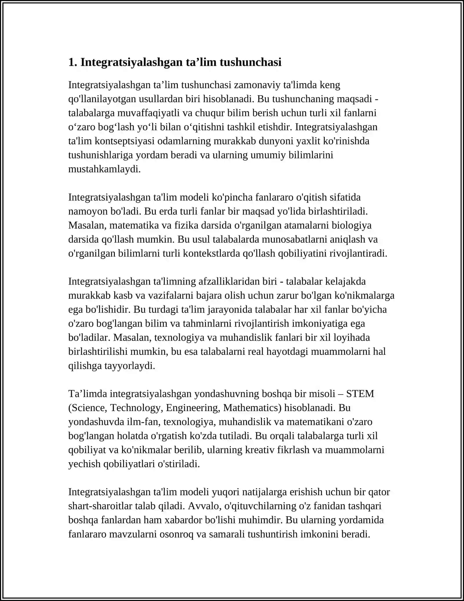 UMUMTA’LIM TASHKILOTLARIDA ALOHIDA YORDAMGA MUHTOJ BOLALAR UCHUN INTEGRATSIYALASHGAN TA’LIMNI AMALGA OSHIRISHNING ASOSIY BOSQICHLARI 3
