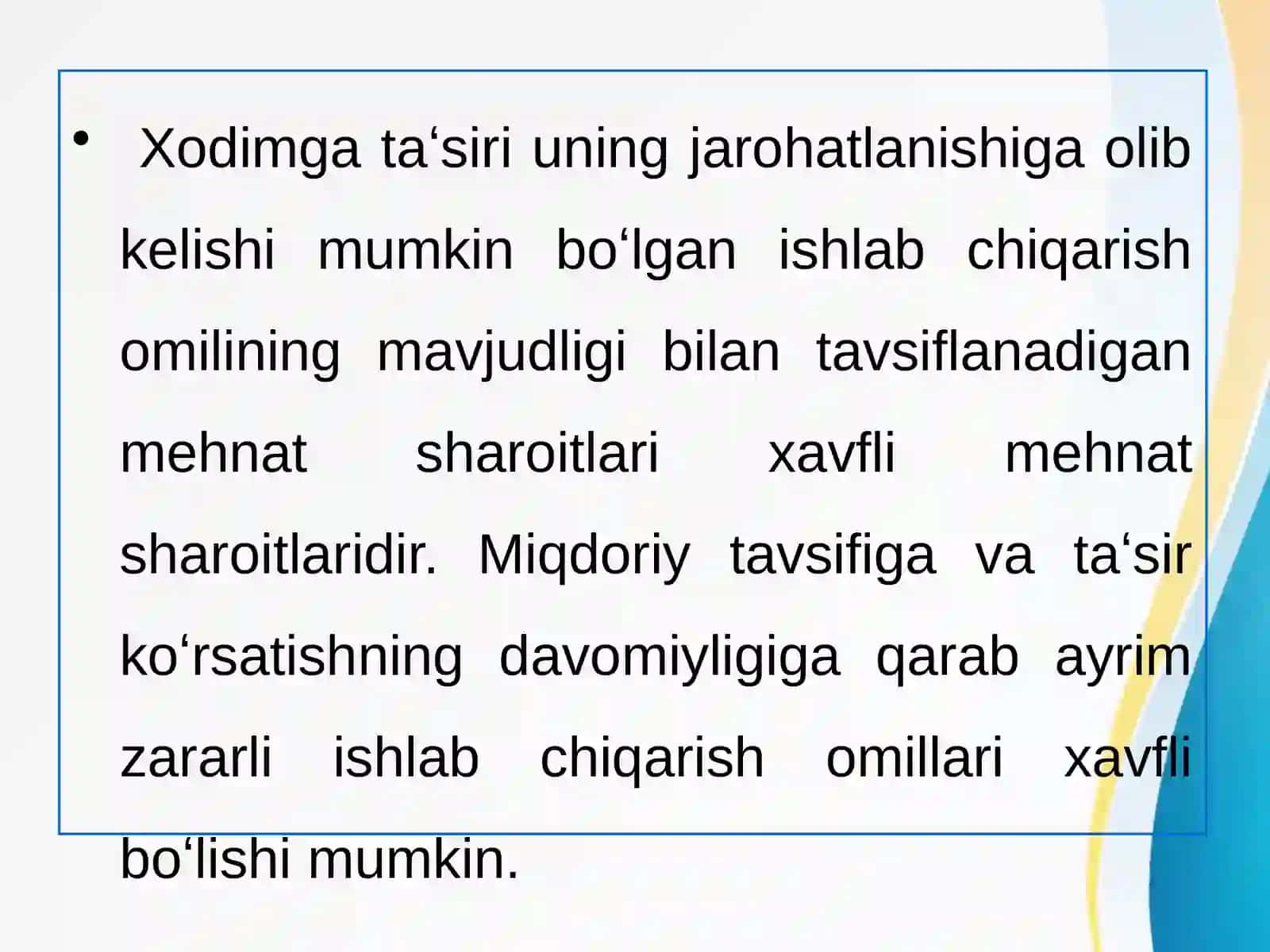 Mehnat sharoitlari va mehnatni muhofaza qilish holatini monitoring qilish 3