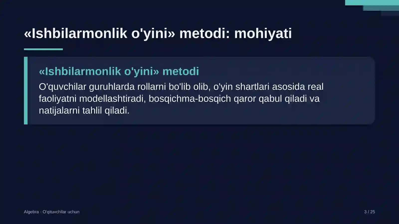 algebra darslarida ishbilarmonlik o'yini metodidan foydalanish 4914 3