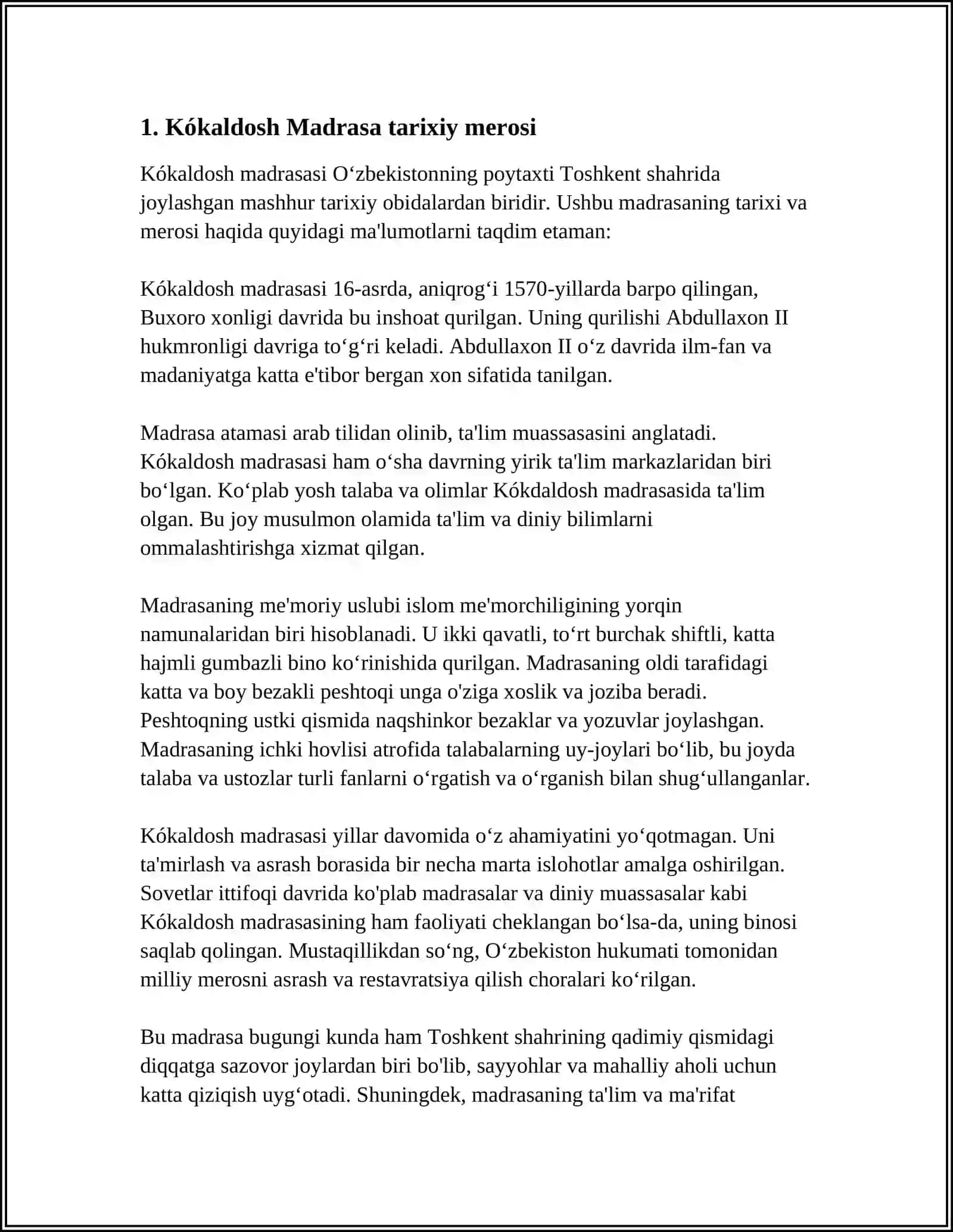 KÓKALDOSH MADRASASI 3