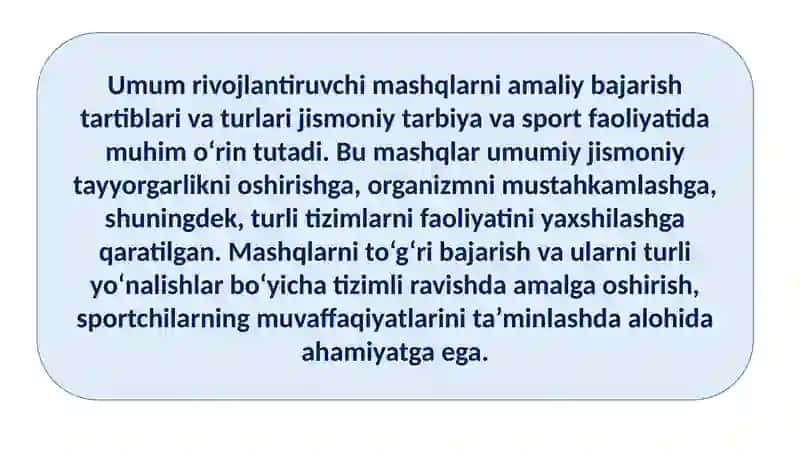 Umum rivojlantiruvchi mashqlar: Amaliy qo'llanma 3