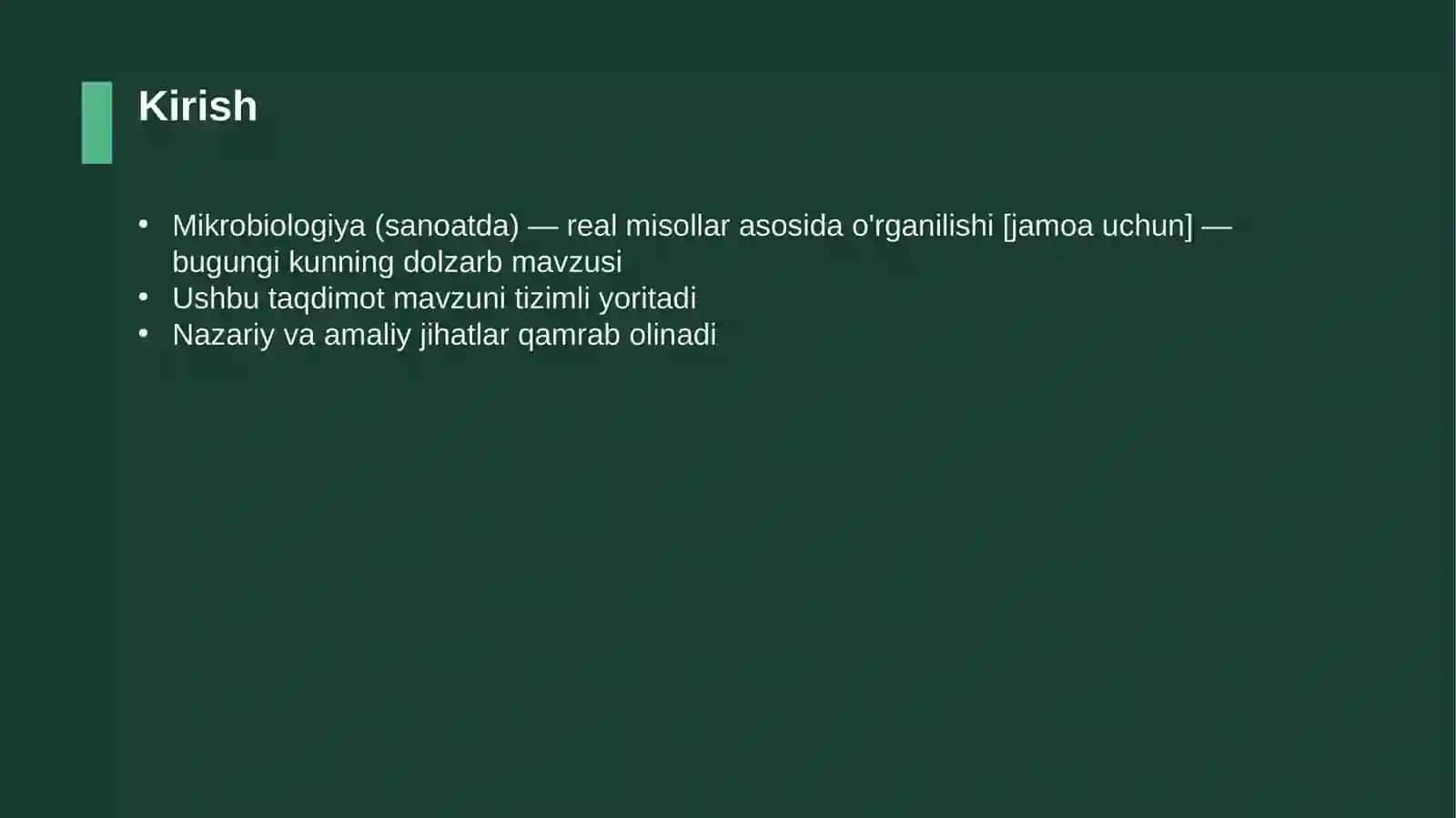 Mikrobiologiya (sanoatda) — real misollar asosida o'rganilishi [jamoa uchun] 3