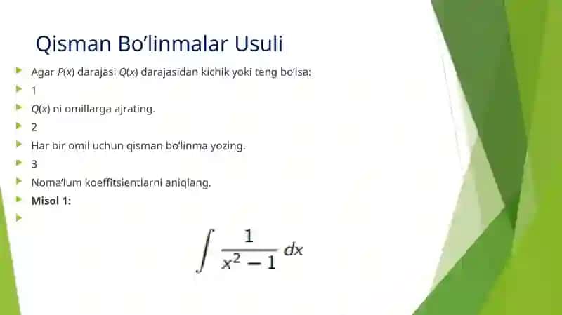 Ratsional va Trigonometrik Funksiyalarni Integrallash 3