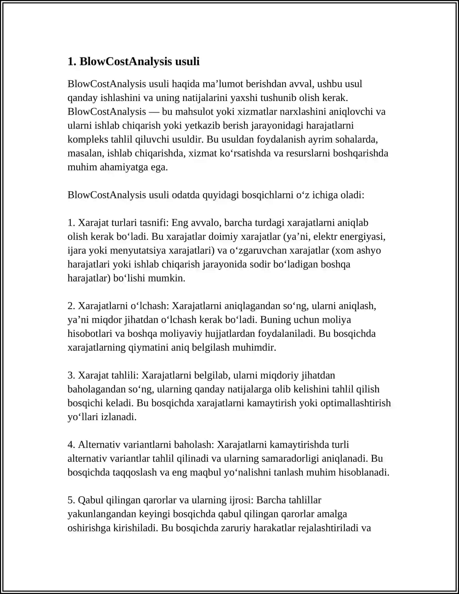 BUYURTMALI KALKULATSIYA QILISH USULI 3