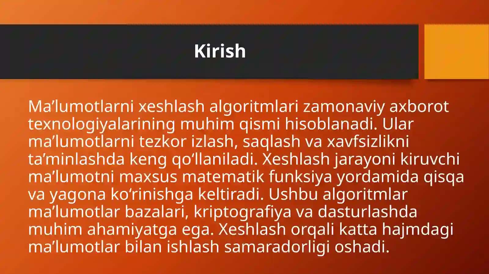 Ma'lumotlarni xeshlash algoritmlari. 3