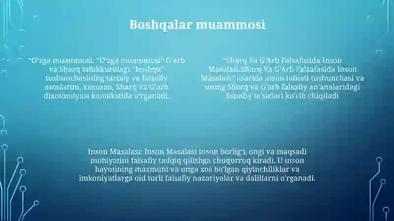 Sharq Va GʻArb Falsafasida Inson Masalasi 3