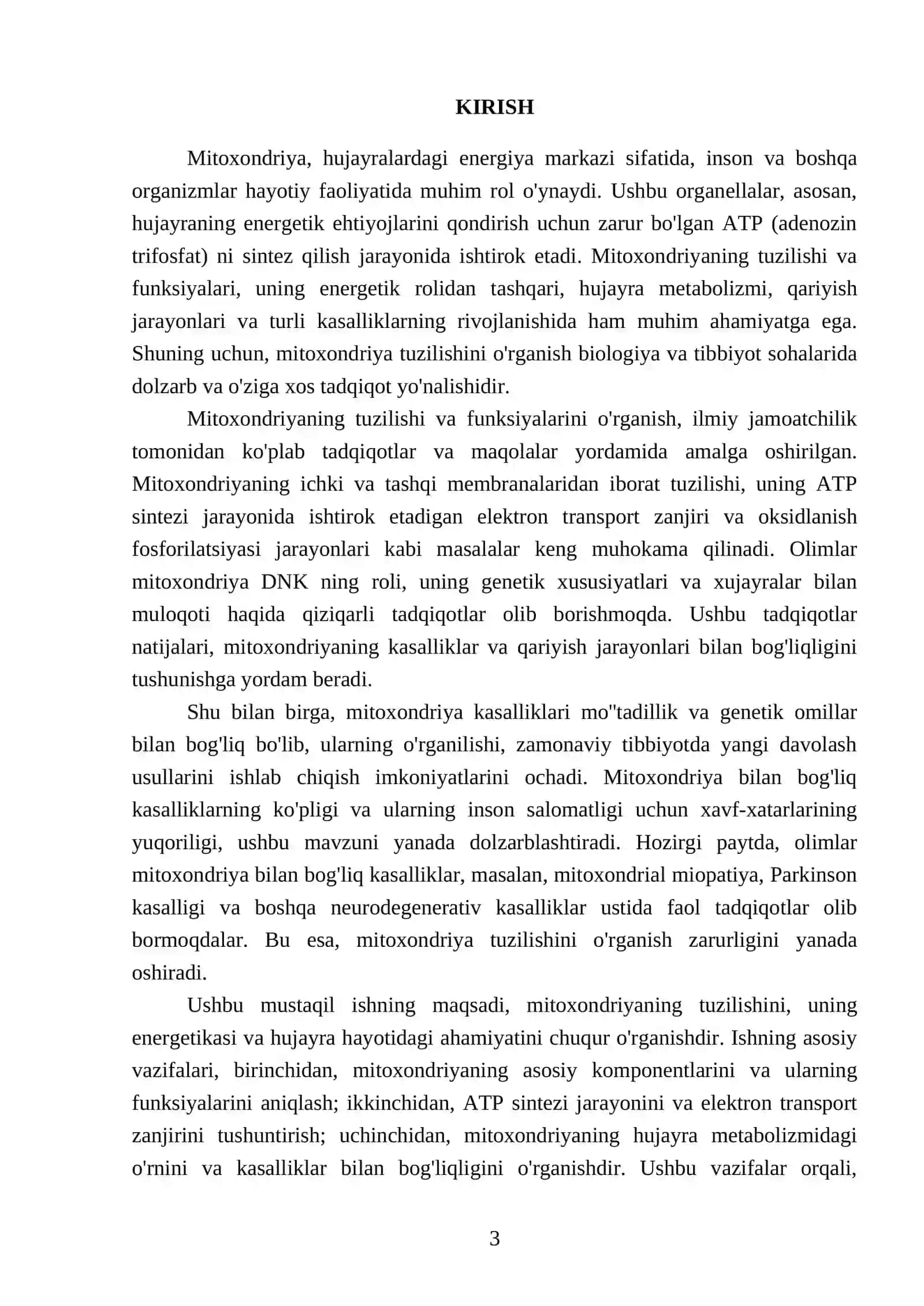 Mitoxondriya tuzilishini oʻrganish 3