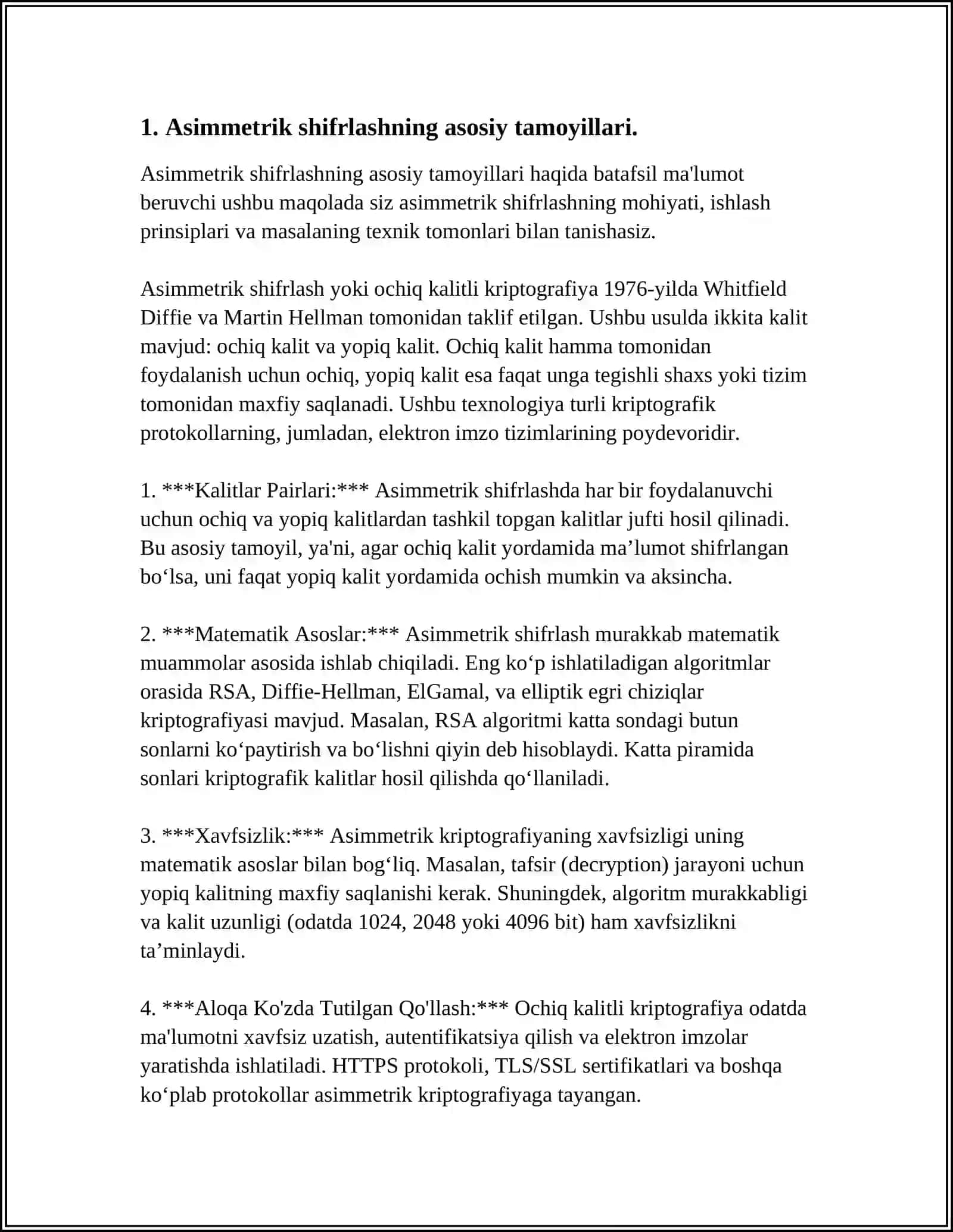 ASSIMETRIK SHIFRLASH QAYSI XOLLARDA SAMARALIROQ 3